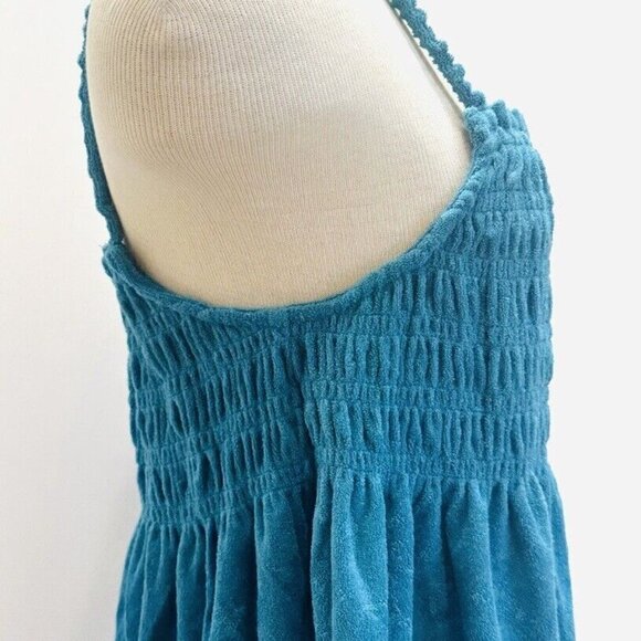 NWT SO Juniors Pullover Shirred Turquoise Terry Cloth Smocked Peplum Tank Sz XXL - Picture 9 of 11
